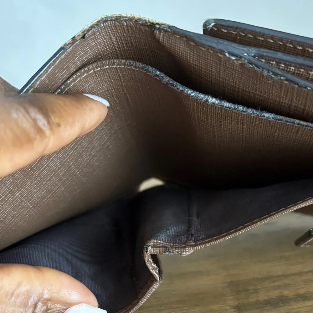 Brown and Gold GUCCI Monogram Wallet - Picture 7 of 13